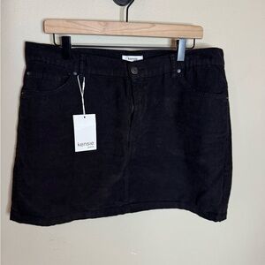 NWT Kensie Black Corduroy Mini Skirt Size 14